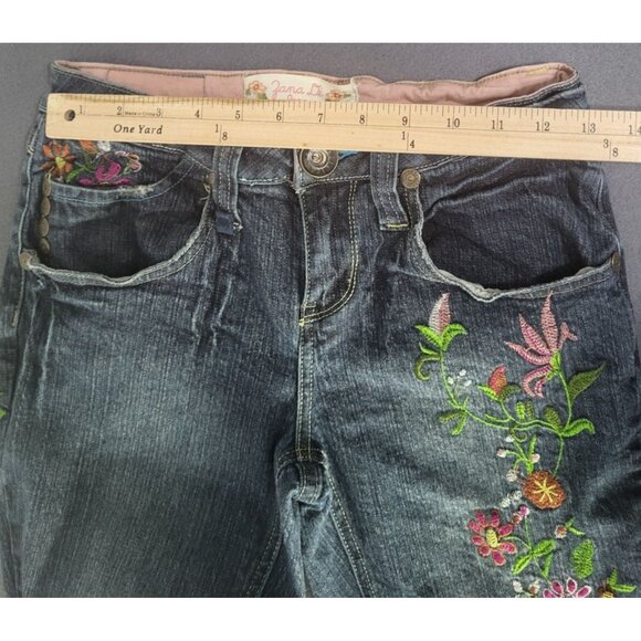 ZANA DI Jeans Juniors SZ 9 Embroidered Boho Hippie y2k vintage jeans Floral - Picture 11 of 15